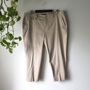 Lauren Ralph Lauren Khaki Chino Crop Pants Women's Size 16W Stretch Cotton